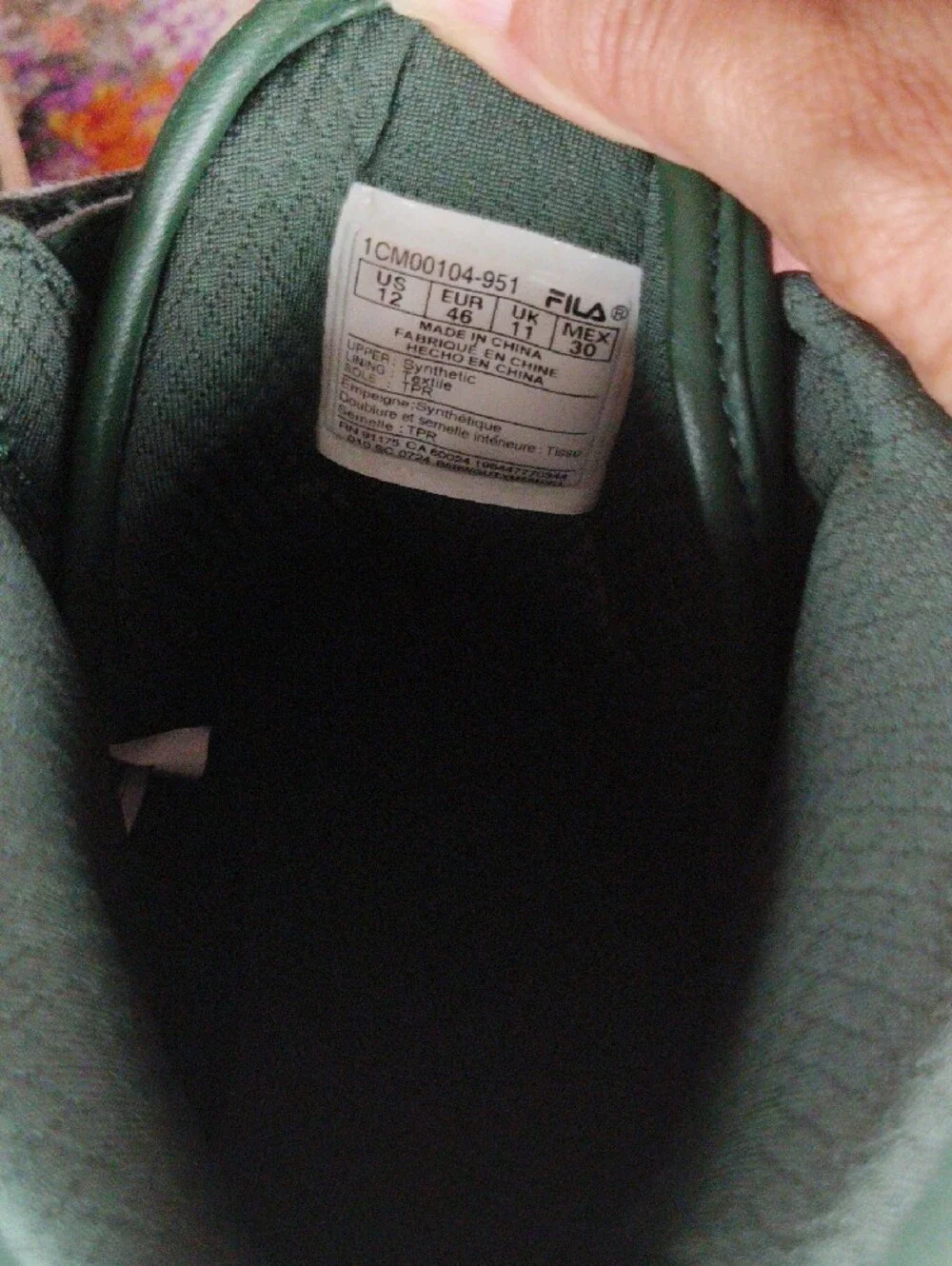 Fila Men's High-Top Sneakers in Dark Green and Black Size 12
